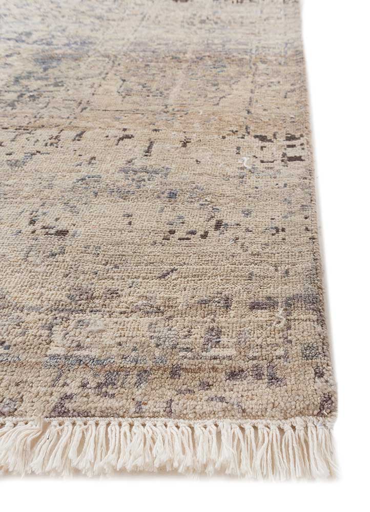 someplace in time ivory wool Hand Knotted Rug - Corner