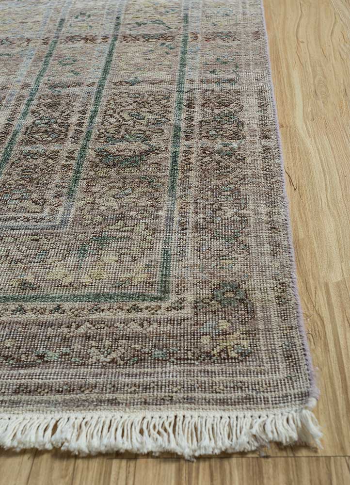 someplace in time blue afghan wool Hand Knotted Rug - Corner