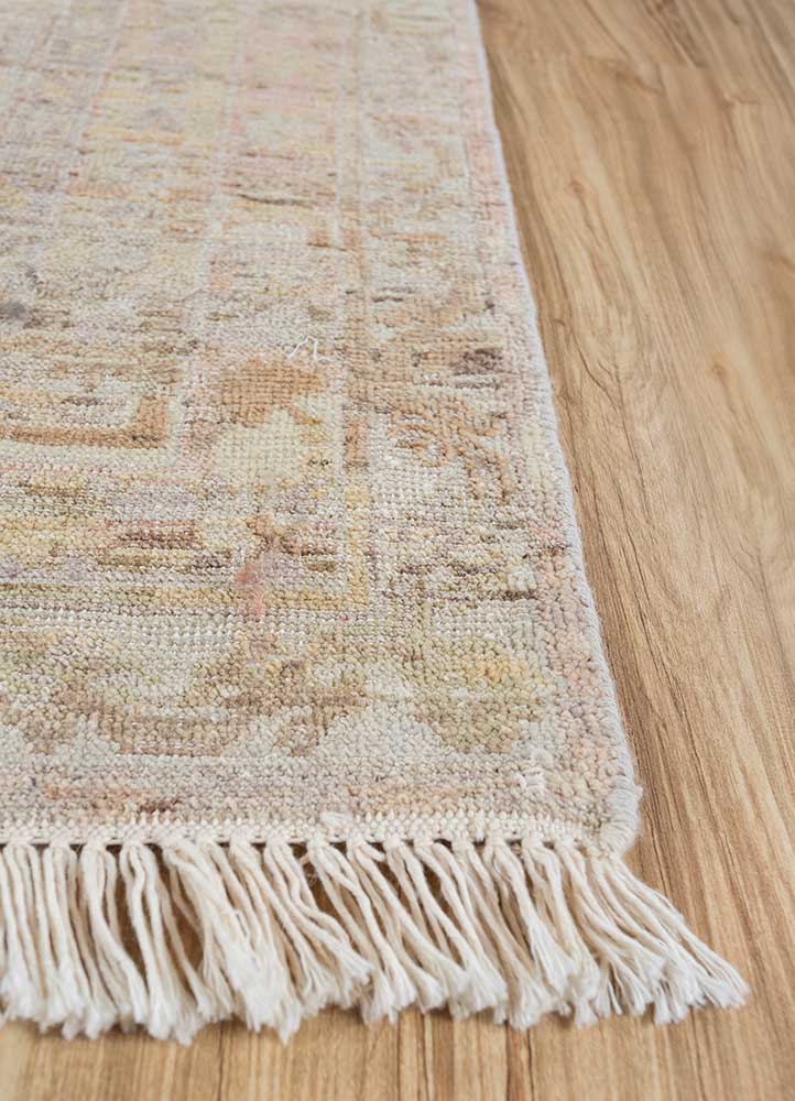 someplace in time beige and brown wool Hand Knotted Rug - Corner