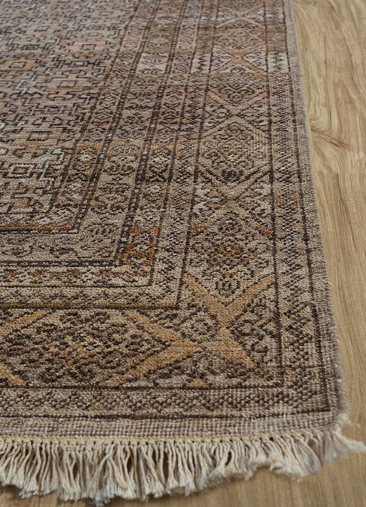 someplace in time beige and brown wool Hand Knotted Rug - Corner