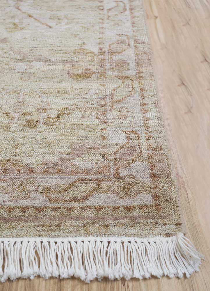 someplace in time gold wool Hand Knotted Rug - Corner