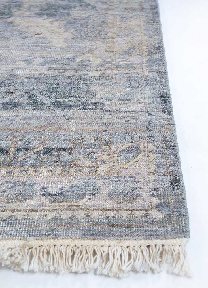 someplace in time grey and black wool Hand Knotted Rug - Corner