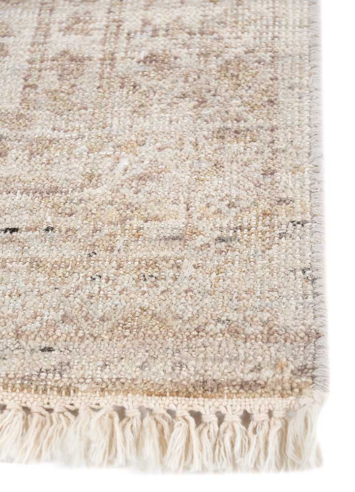 someplace in time beige and brown wool Hand Knotted Rug - Corner