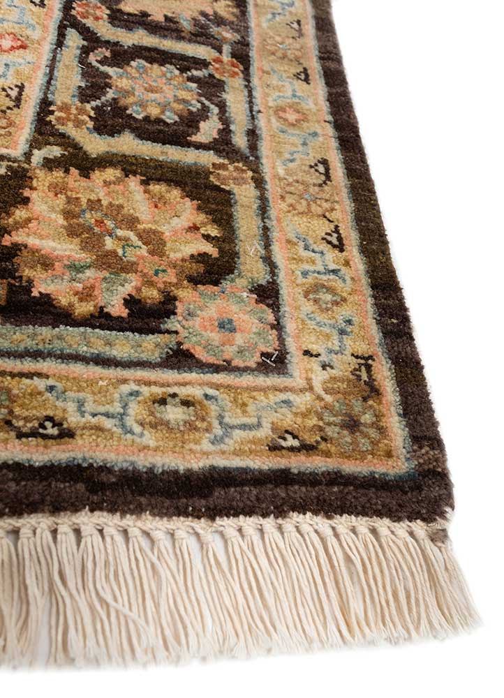 someplace in time beige and brown wool Hand Knotted Rug - Corner