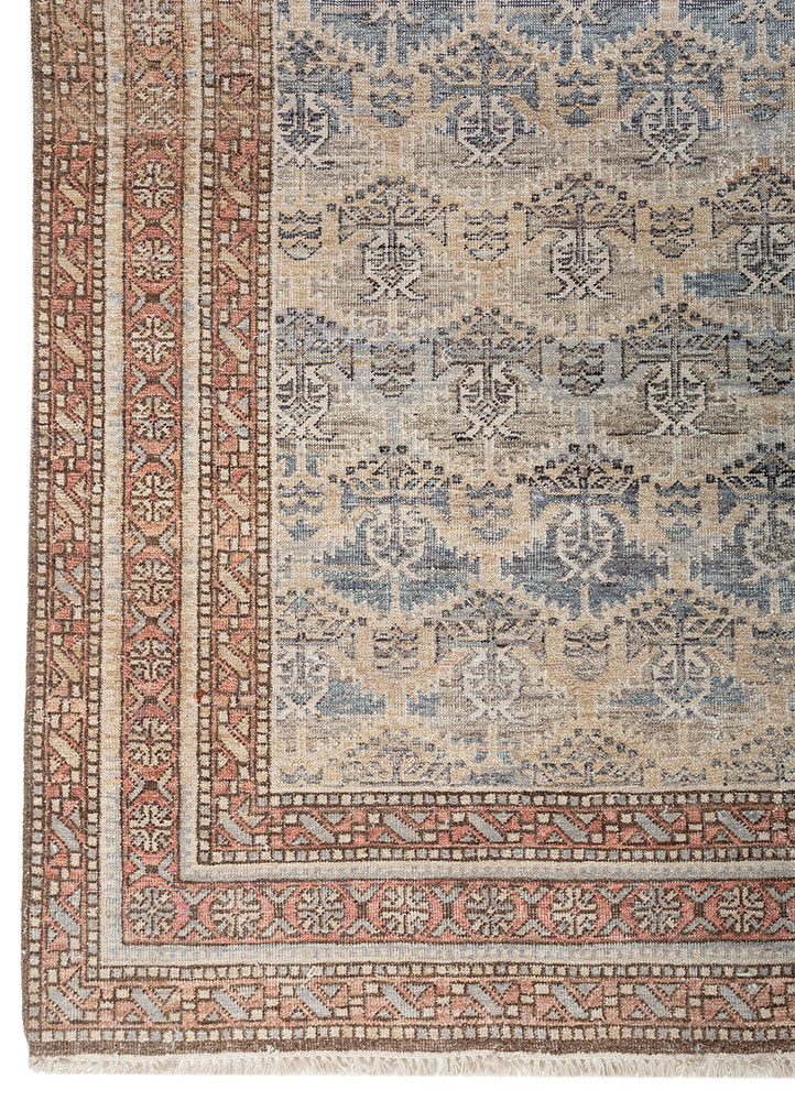 aprezo blue wool Hand Knotted Rug - Corner