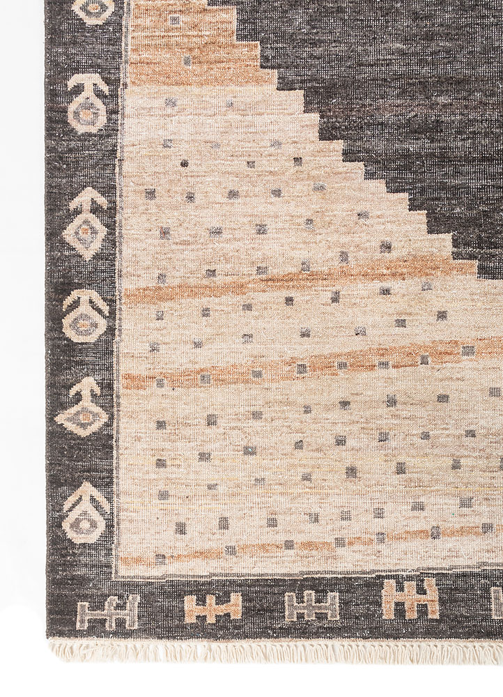 thyme blue wool Hand Knotted Rug - Corner