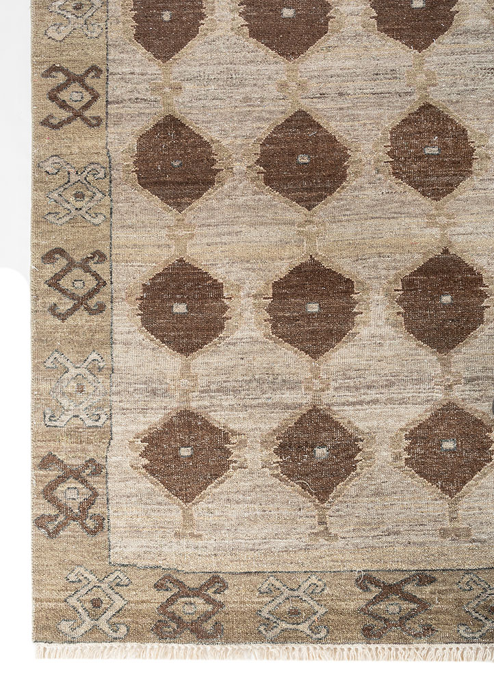 erbe green wool Hand Knotted Rug - Corner