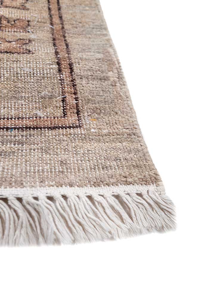 someplace in time beige and brown wool Hand Knotted Rug - Corner