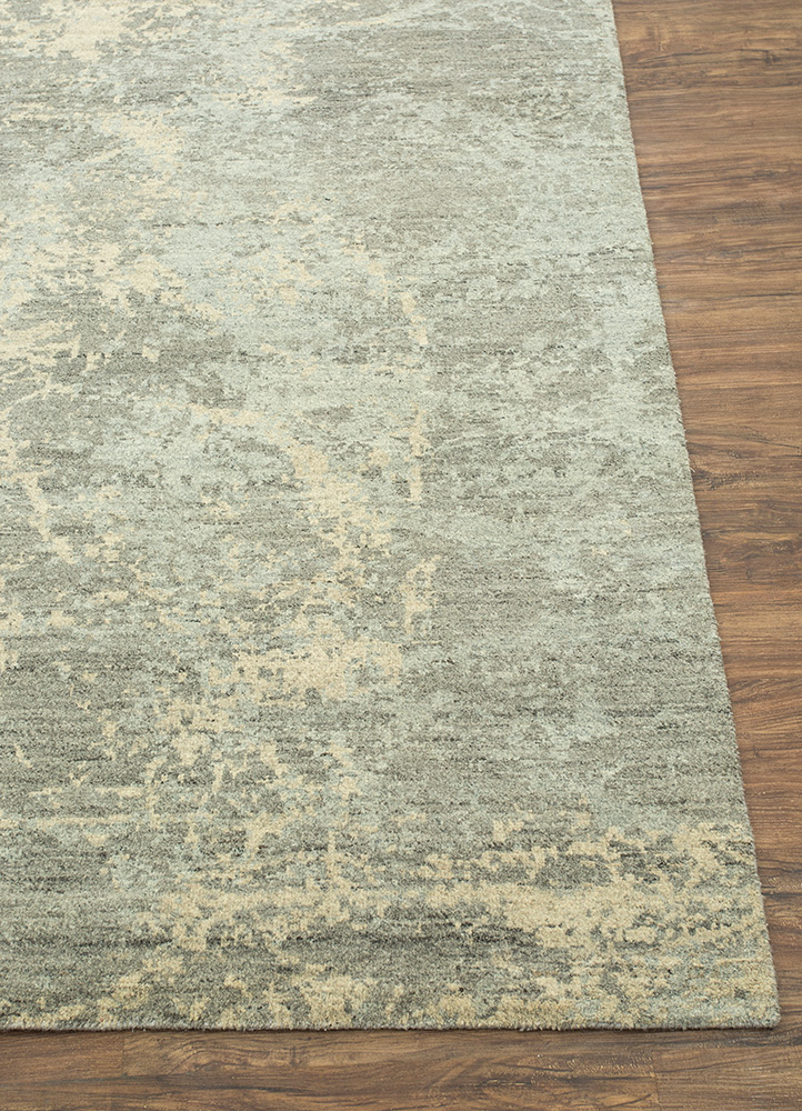 chaos theory by kavi beige and brown wool Hand Knotted Rug - Corner