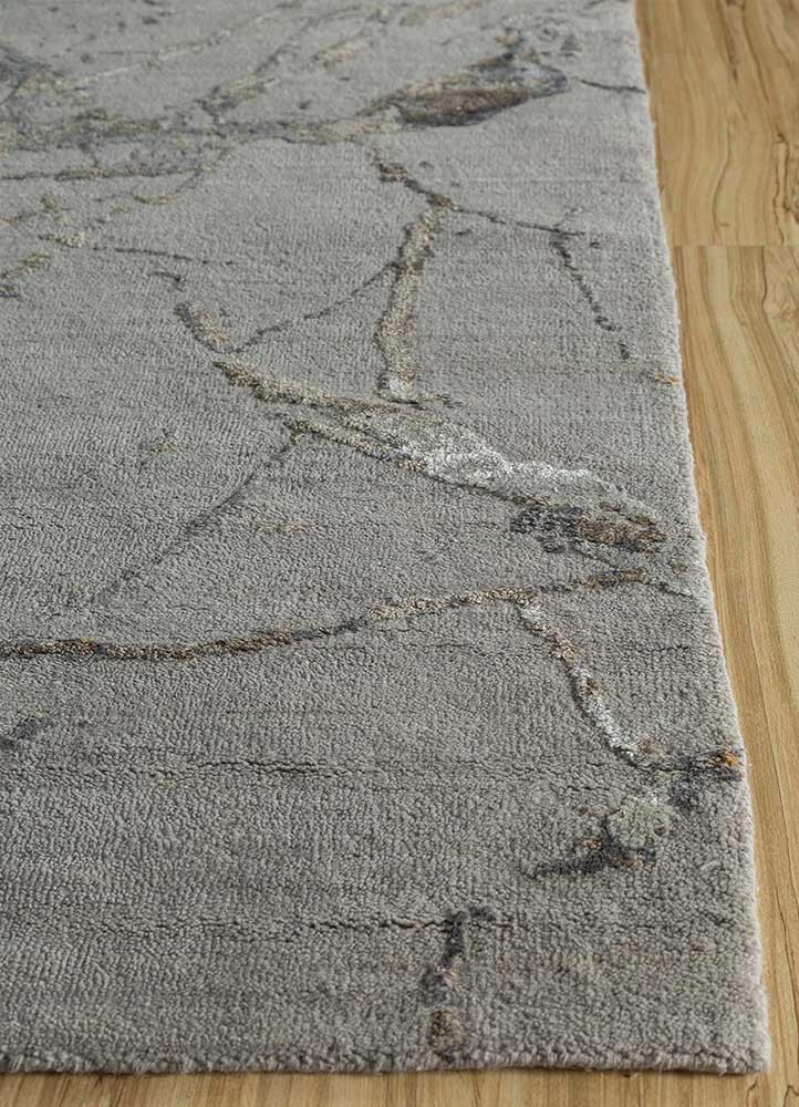 urban pause by kavi grey and black wool and silk Hand Knotted Rug - Corner urban pause by kavi grey and black wool and silk Hand Knotted Rug - Corner