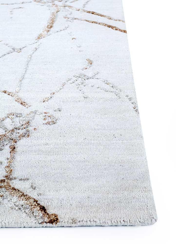 urban pause by kavi ivory wool and silk Hand Knotted Rug - Corner