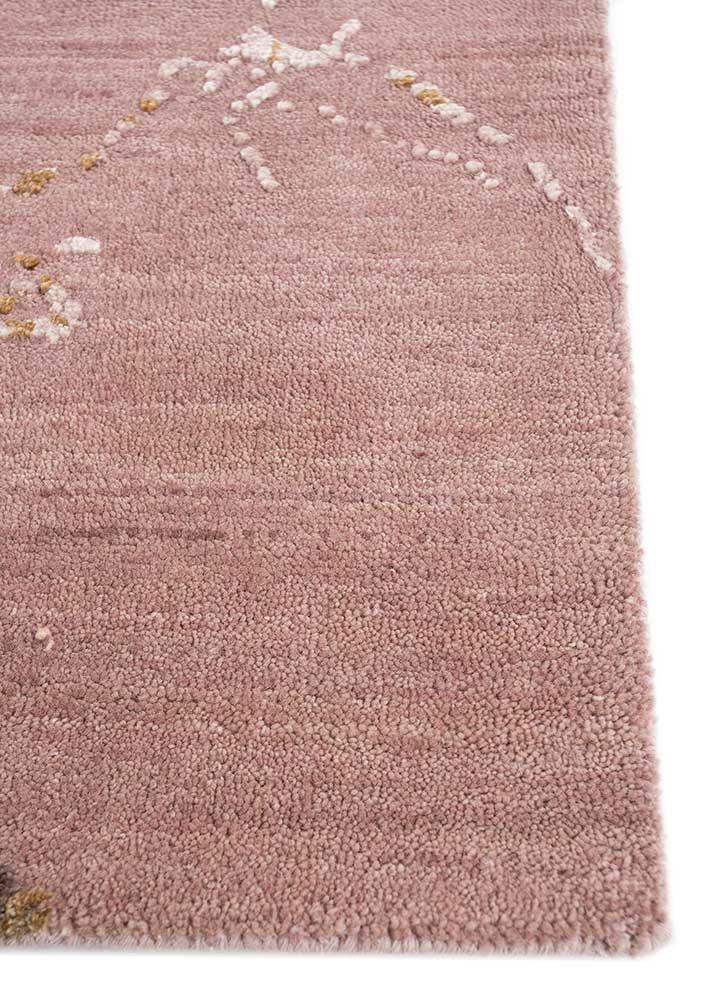 urban pause by kavi pink and purple wool and silk Hand Knotted Rug - Corner urban pause by kavi pink and purple wool and silk Hand Knotted Rug - Corner
