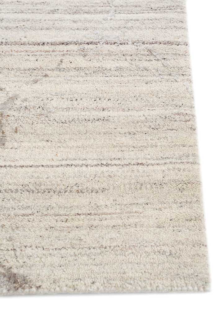 urban pause by kavi ivory wool and silk Hand Knotted Rug - Corner