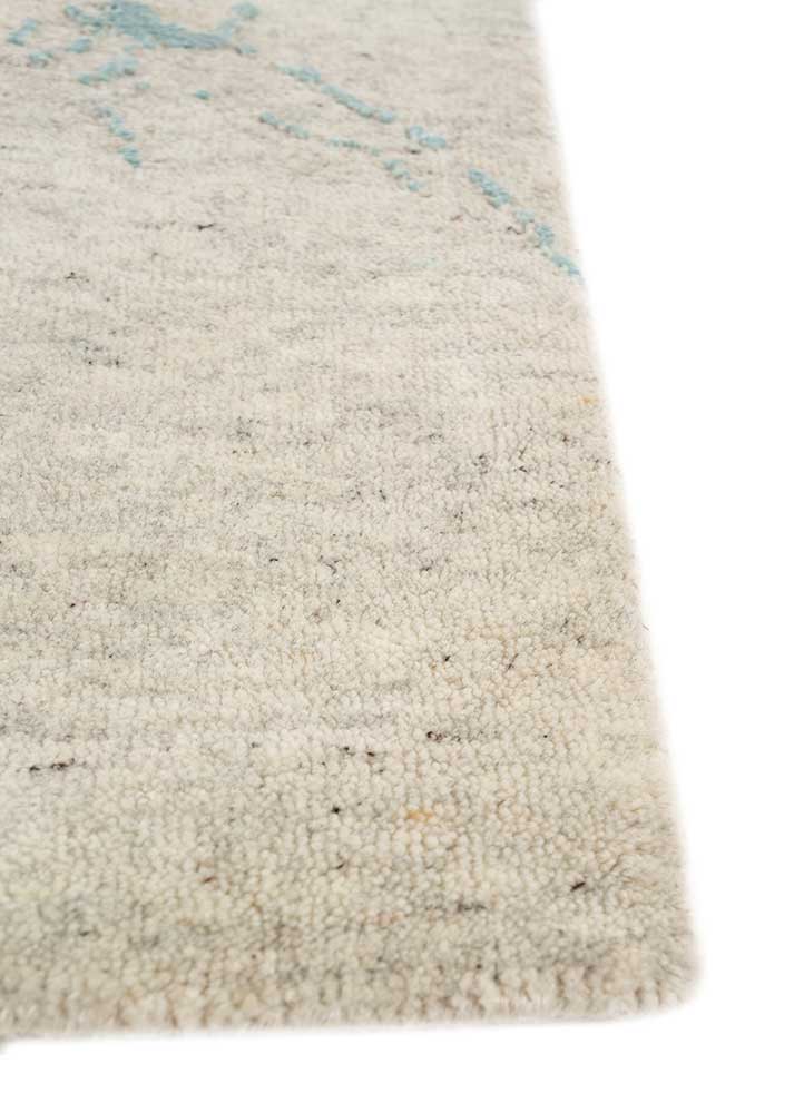 urban pause by kavi ivory wool and silk Hand Knotted Rug - Corner