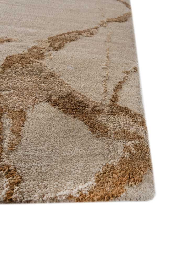 urban pause by kavi ivory wool and silk Hand Knotted Rug - Corner