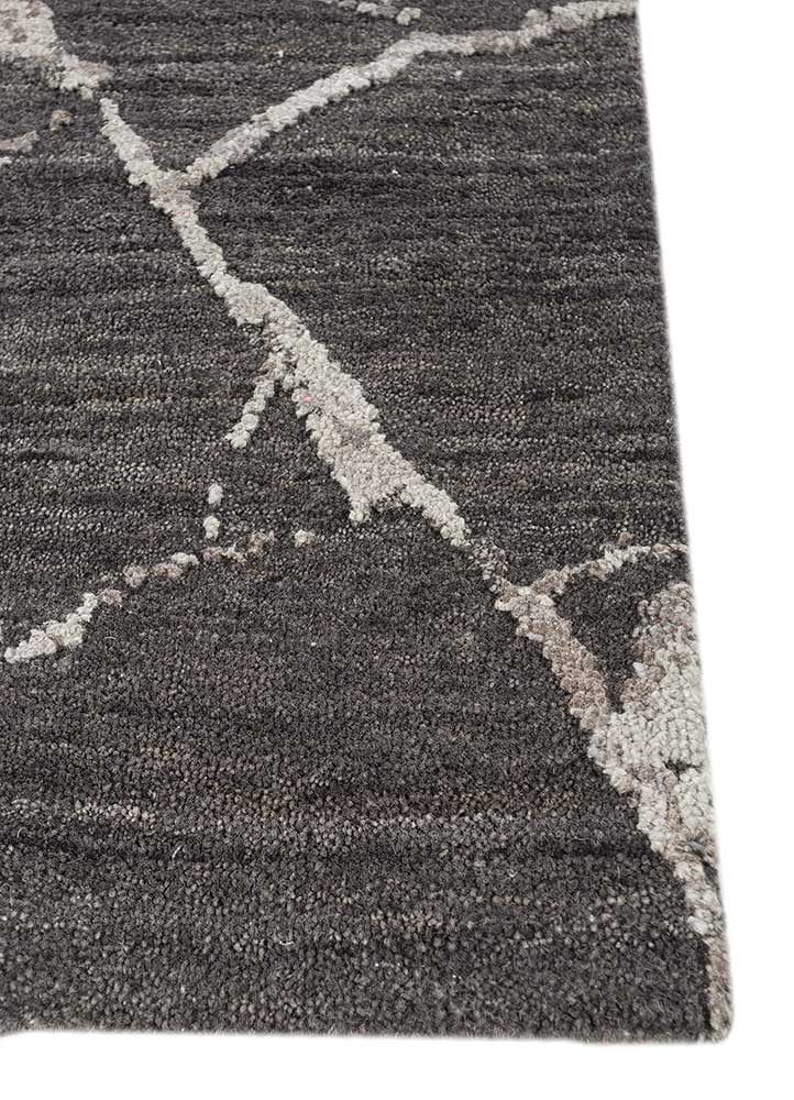 urban pause by kavi blue wool and silk Hand Knotted Rug - Corner