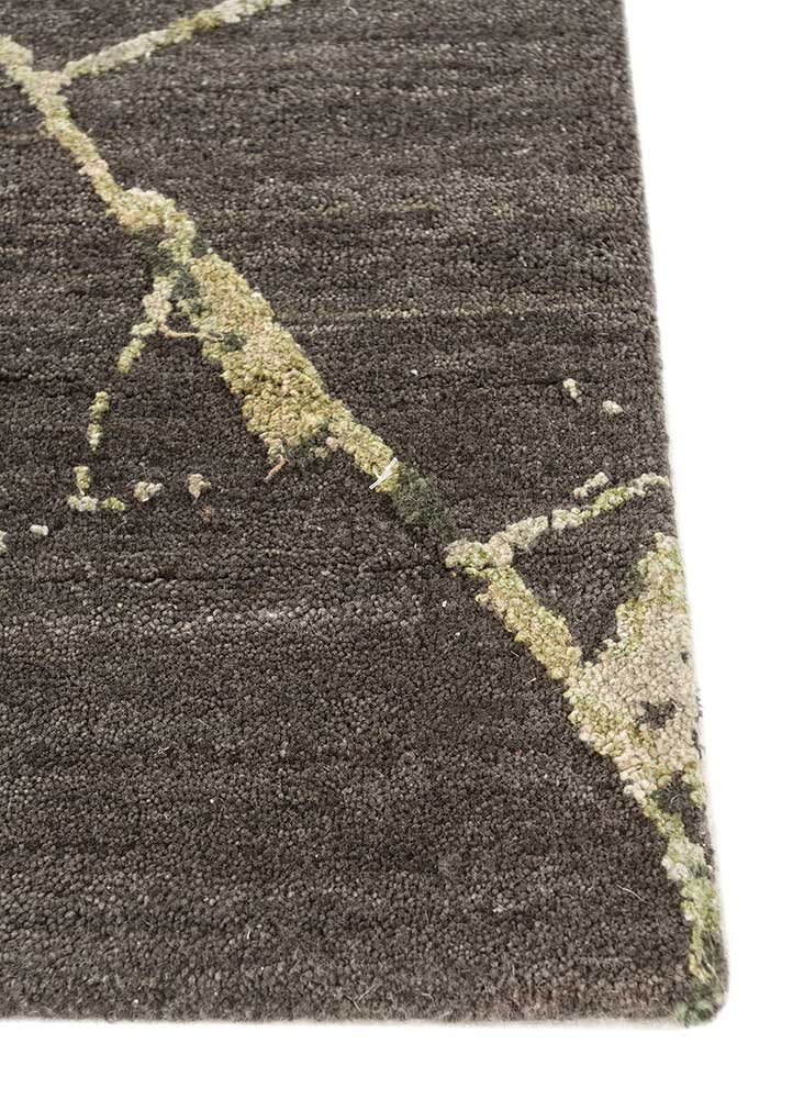 urban pause by kavi grey and black wool and silk Hand Knotted Rug - Corner