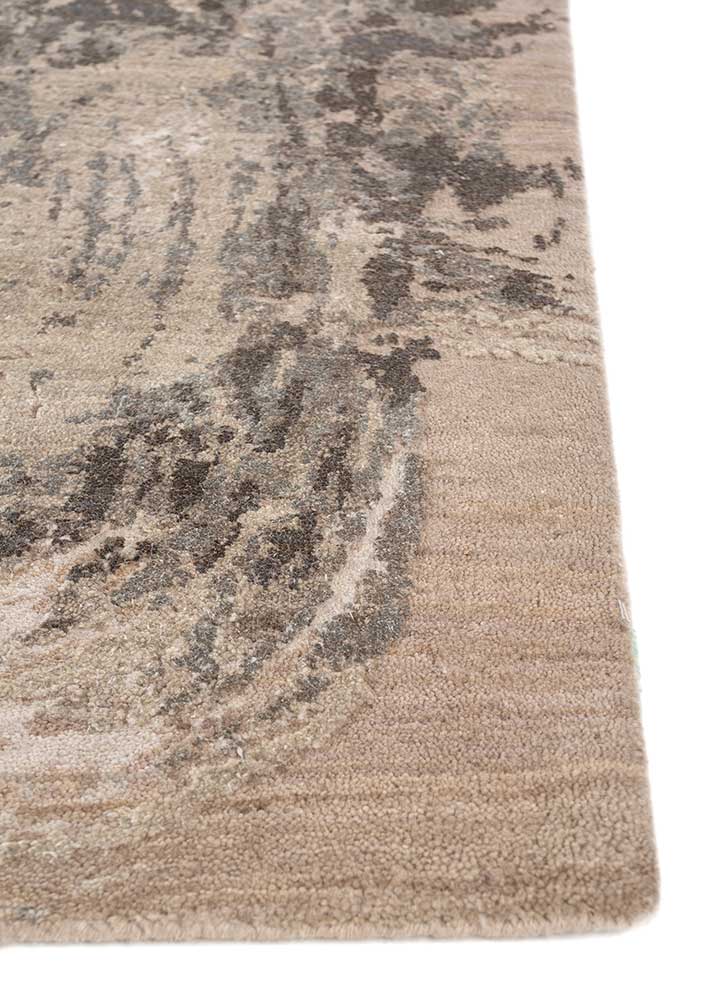 free verse by kavi ivory wool and silk Hand Knotted Rug - Corner