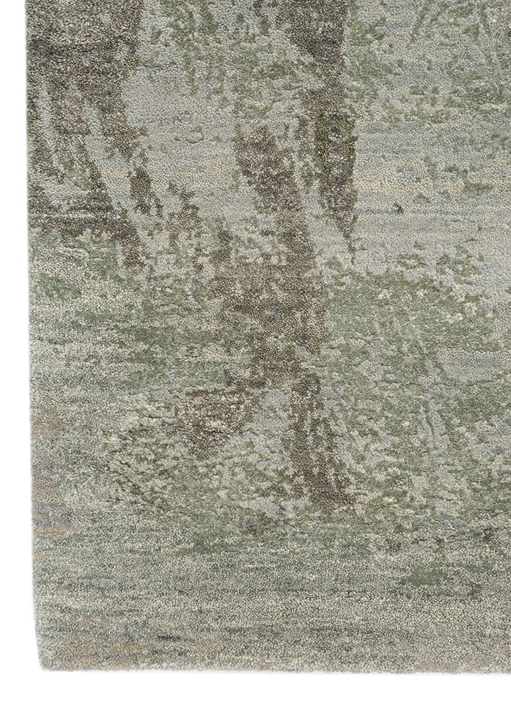 free verse by kavi blue wool and silk Hand Knotted Rug - Corner