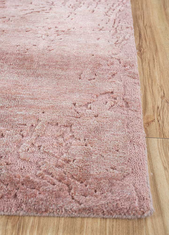 free verse by kavi pink and purple wool and silk Hand Knotted Rug - Corner