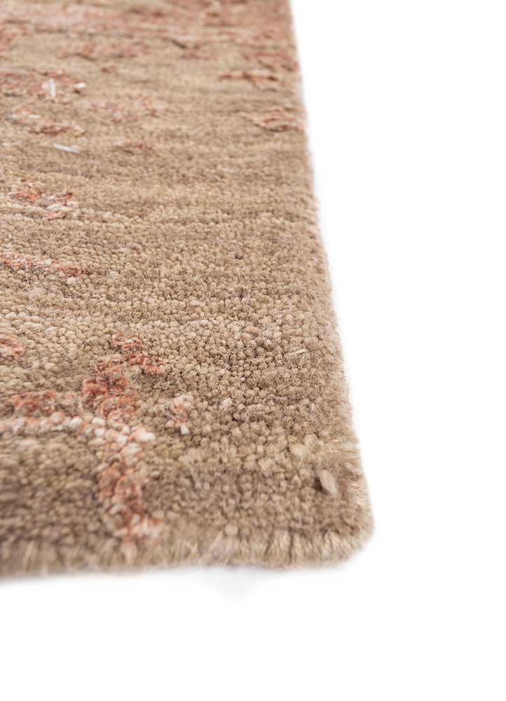 free verse by kavi beige and brown wool and silk Hand Knotted Rug - Corner