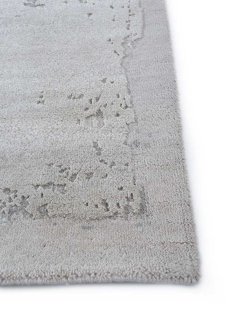 urban pause by kavi ivory wool and silk Hand Knotted Rug - Corner