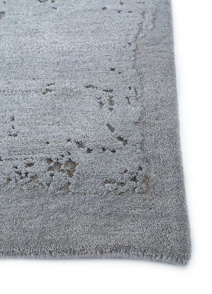 urban pause by kavi grey and black wool and silk Hand Knotted Rug - Corner