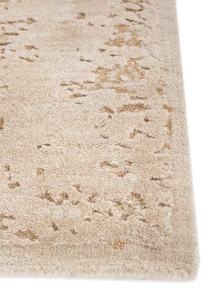 urban pause by kavi ivory wool and silk Hand Knotted Rug - Corner