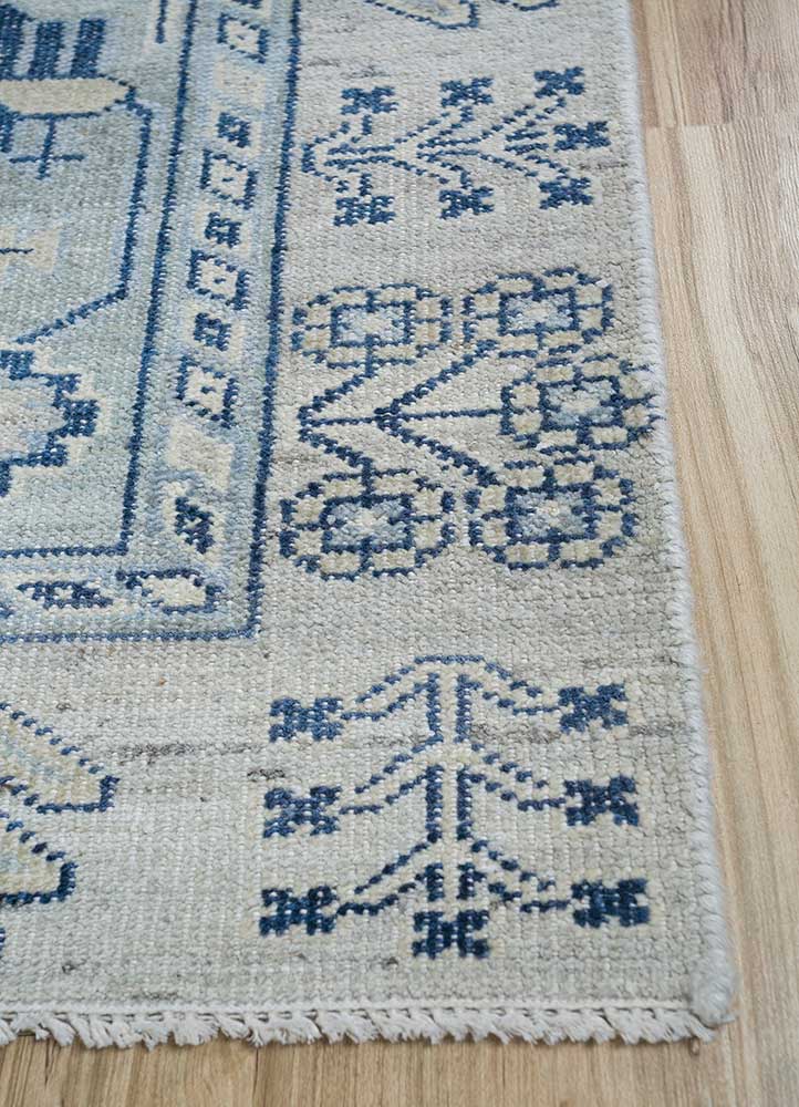 erbe ivory wool Hand Knotted Rug - Corner