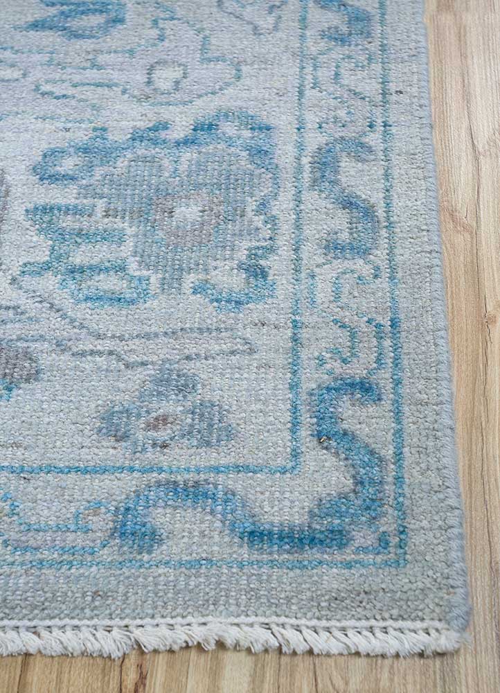 erbe blue wool Hand Knotted Rug - Corner