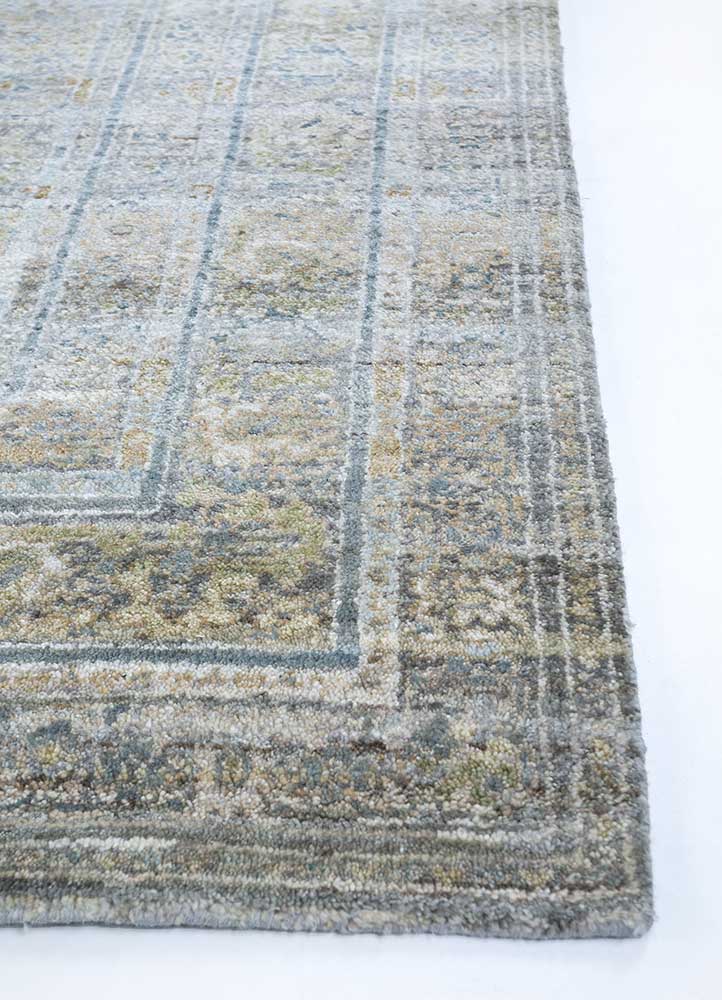 viscaya blue afghan wool Hand Knotted Rug - Corner
