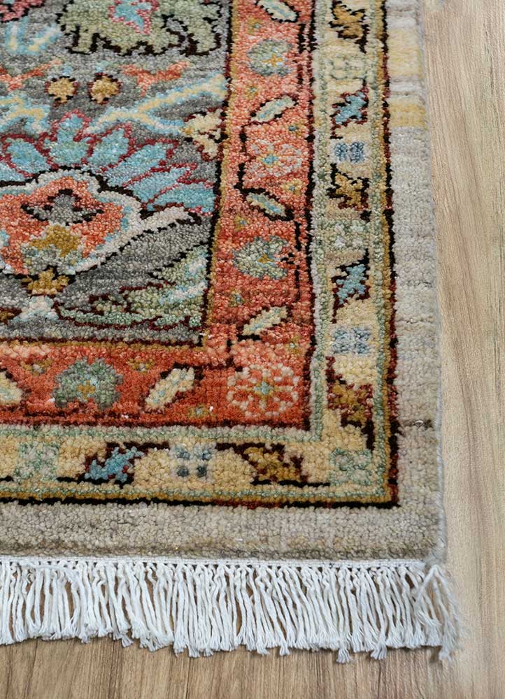 someplace in time ivory wool Hand Knotted Rug - Corner