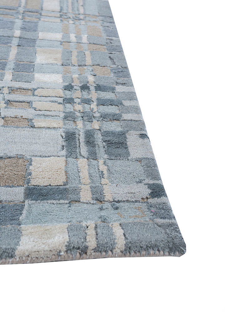 pansy blue wool and silk Hand Knotted Rug - Corner pansy blue wool and silk Hand Knotted Rug - Corner