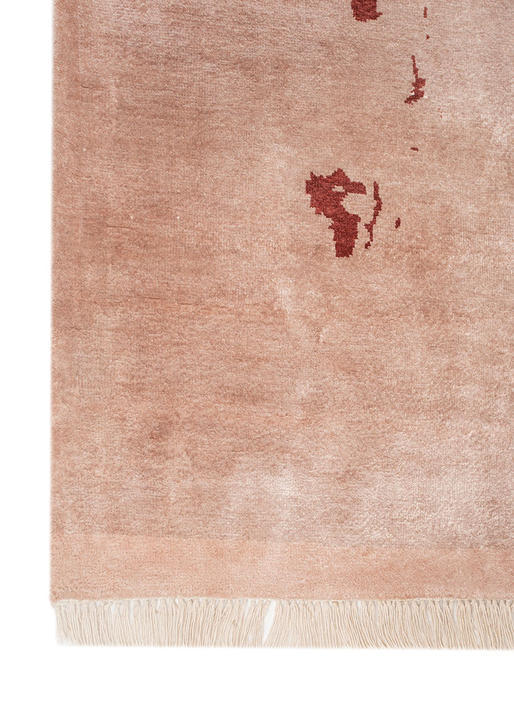 free verse by kavi red and orange bamboo silk Hand Knotted Rug - Corner