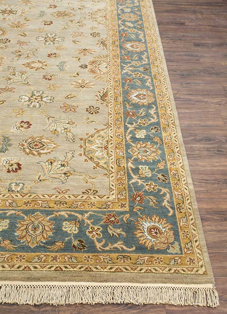 gulnar beige and brown wool Hand Knotted Rug - Corner