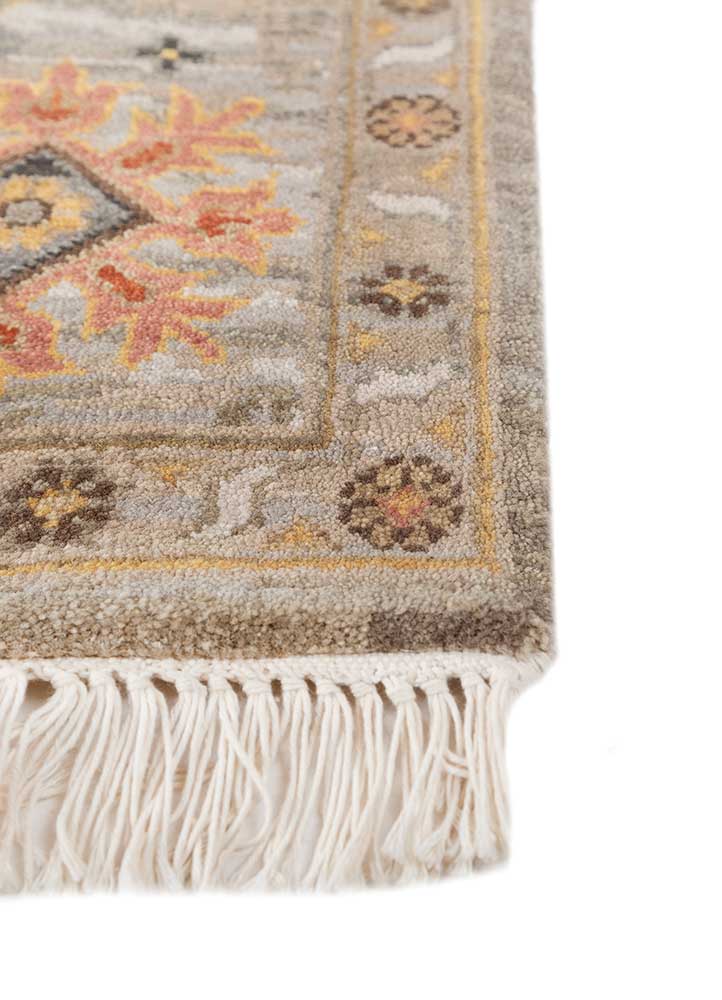 cyanna beige and brown wool Hand Knotted Rug - Corner