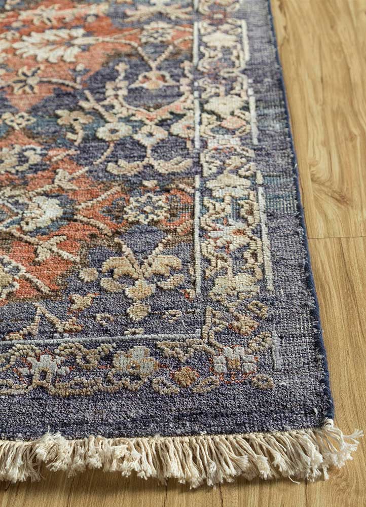 viscaya blue wool and silk Hand Knotted Rug - Corner