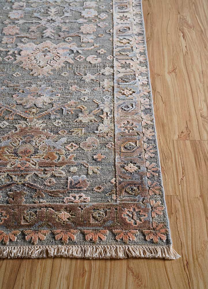 viscaya blue wool and silk Hand Knotted Rug - Corner