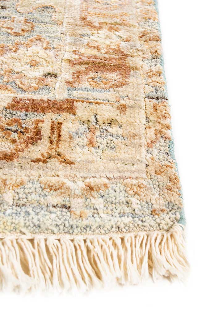 viscaya blue wool and silk Hand Knotted Rug - Corner