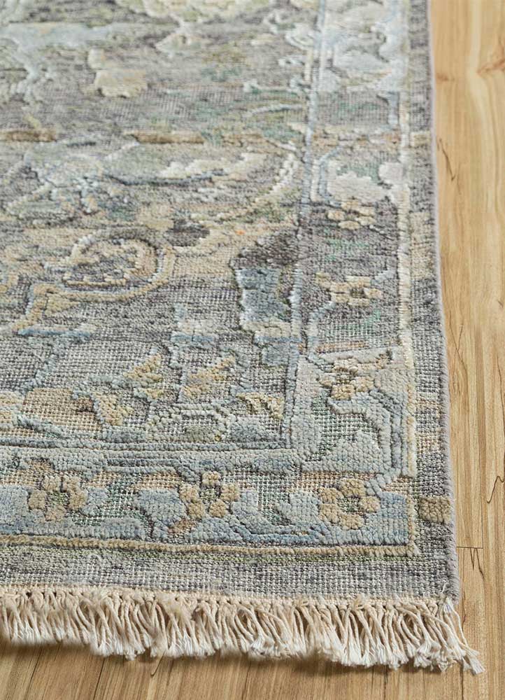 viscaya blue wool and silk Hand Knotted Rug - Corner