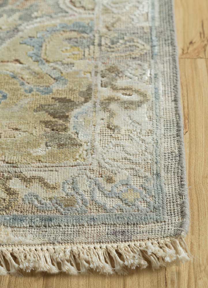 viscaya blue wool and silk Hand Knotted Rug - Corner