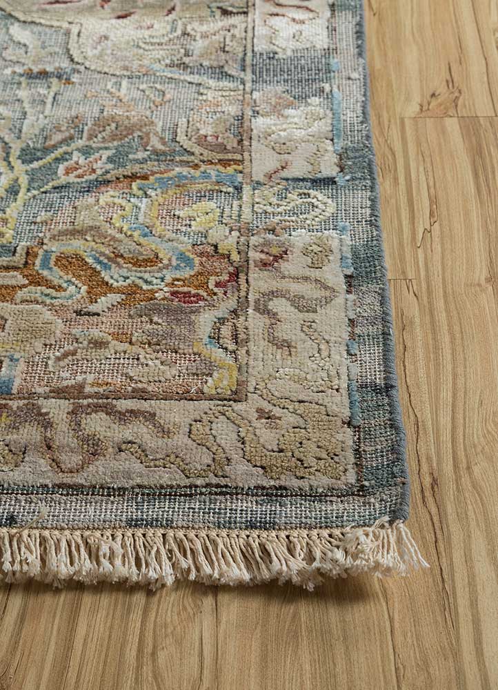 viscaya blue wool and silk Hand Knotted Rug - Corner