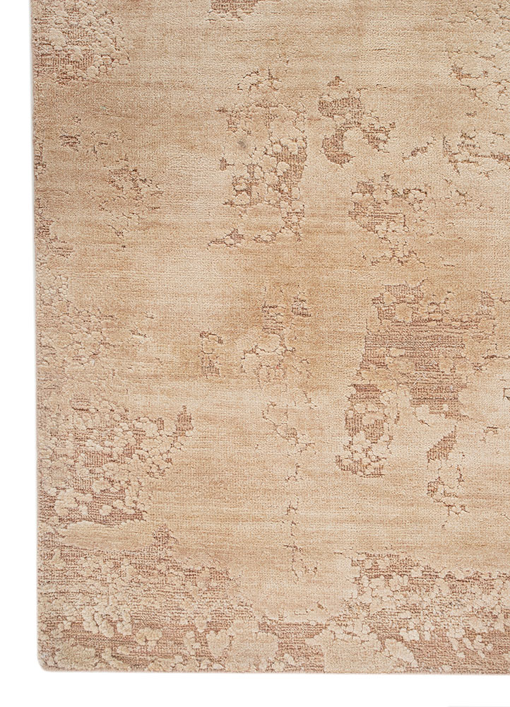 entropy pink and purple wool and silk Hand Knotted Rug - Corner