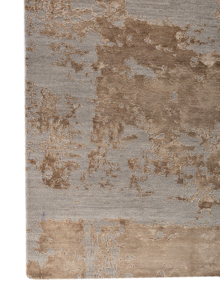 chaos theory by kavi gold wool and bamboo silk Hand Knotted Rug - Corner
