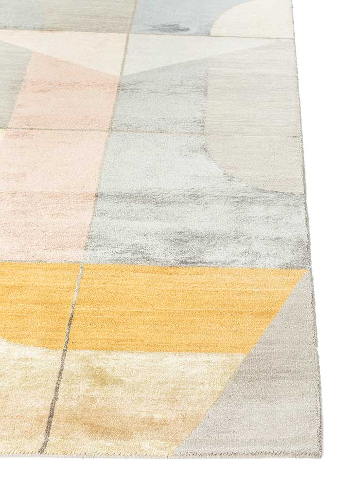 chaos theory by kavi grey and black wool and bamboo silk Hand Knotted Rug - Corner