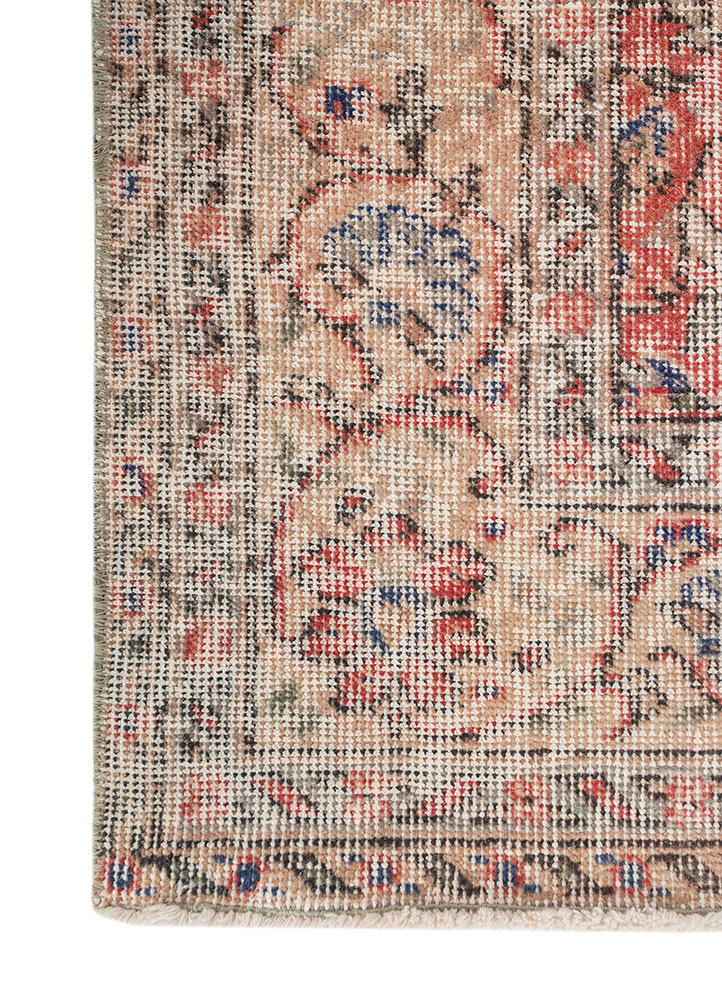 vintage ivory wool and bamboo silk Hand Knotted Rug - Corner