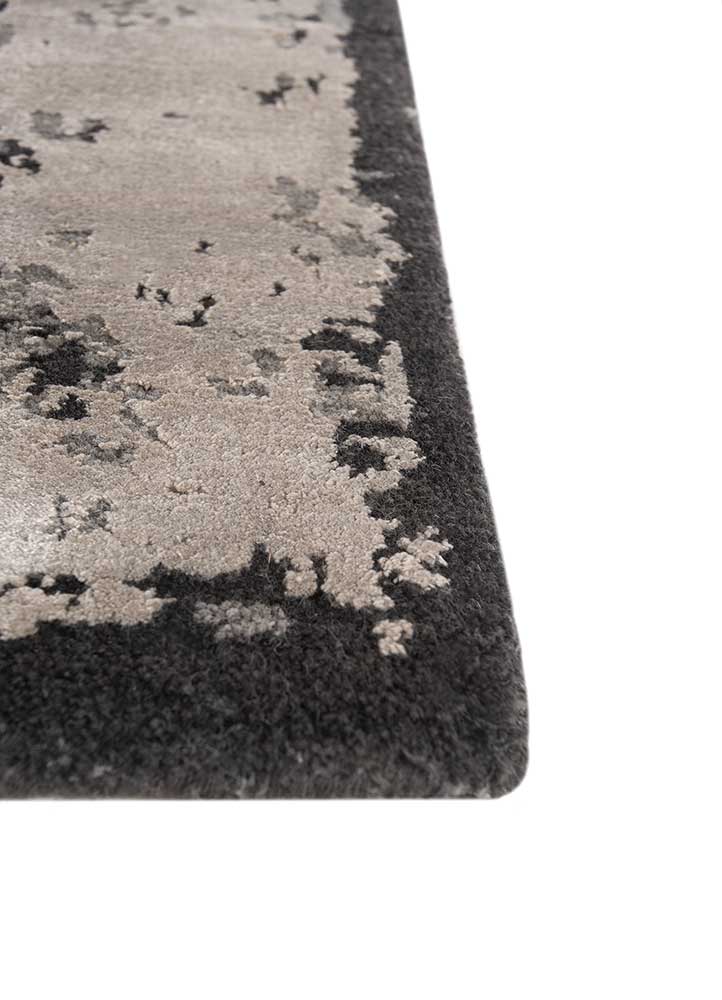 chaos theory by kavi beige and brown wool and bamboo silk Hand Knotted Rug - Corner