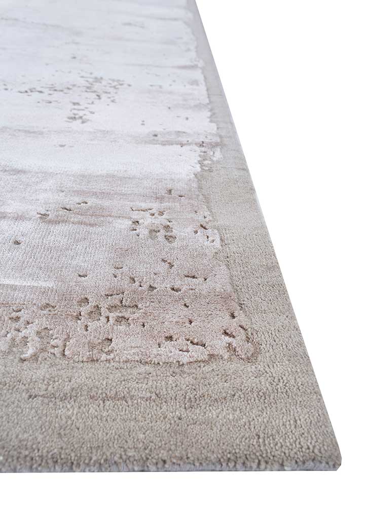 chaos theory by kavi beige and brown wool and bamboo silk Hand Knotted Rug - Corner