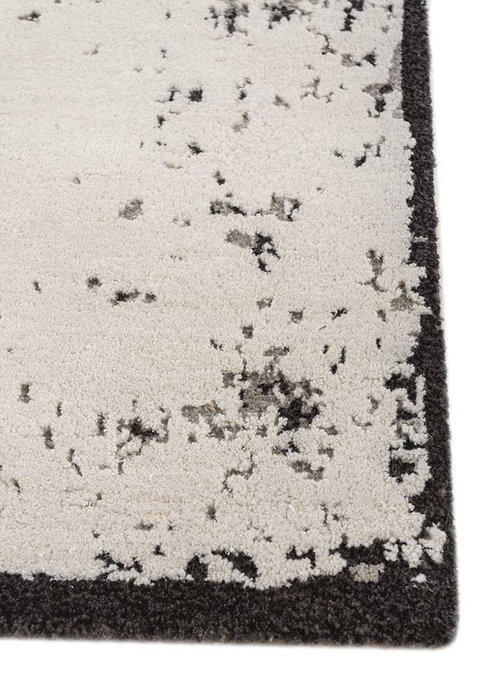 chaos theory by kavi ivory wool and bamboo silk Hand Knotted Rug - Corner