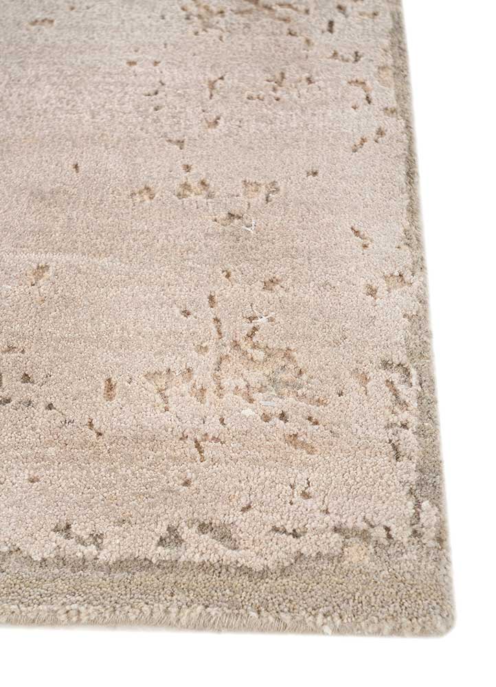 chaos theory by kavi beige and brown wool and bamboo silk Hand Knotted Rug - Corner